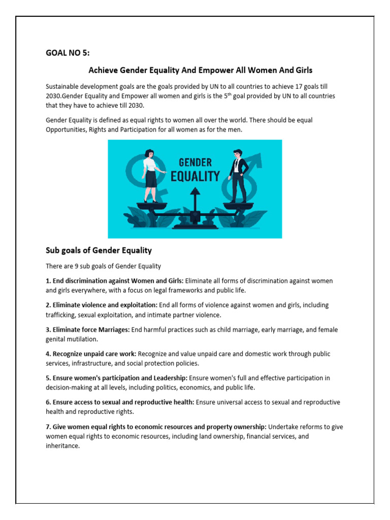 Gender Equality and Women's Empowerment | PDF | Gender Equality ...