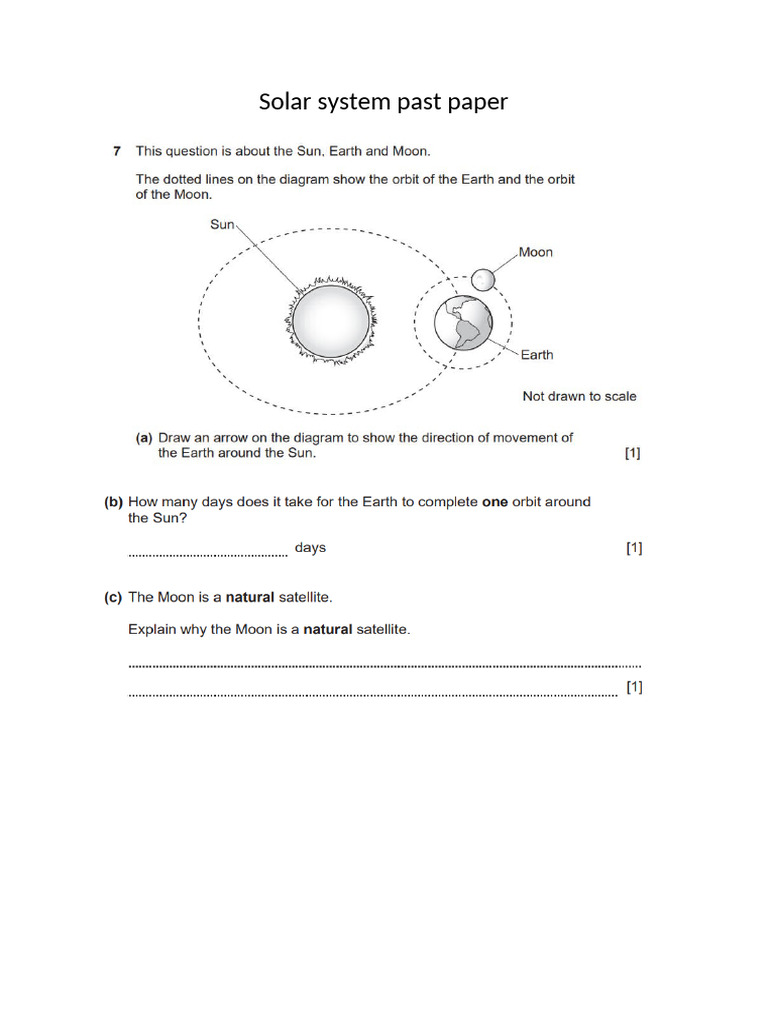 Solar System Past Paper | PDF