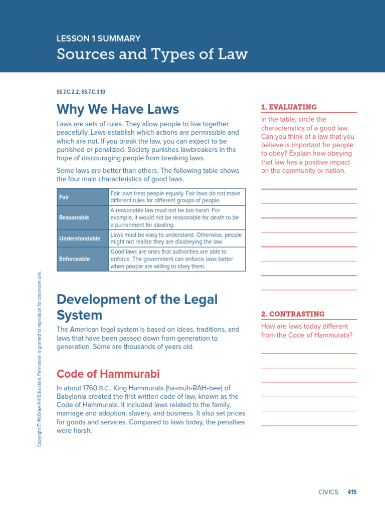 Ch. 15-1 Citizens and The Law | PDF | Common Law | Crime & Violence