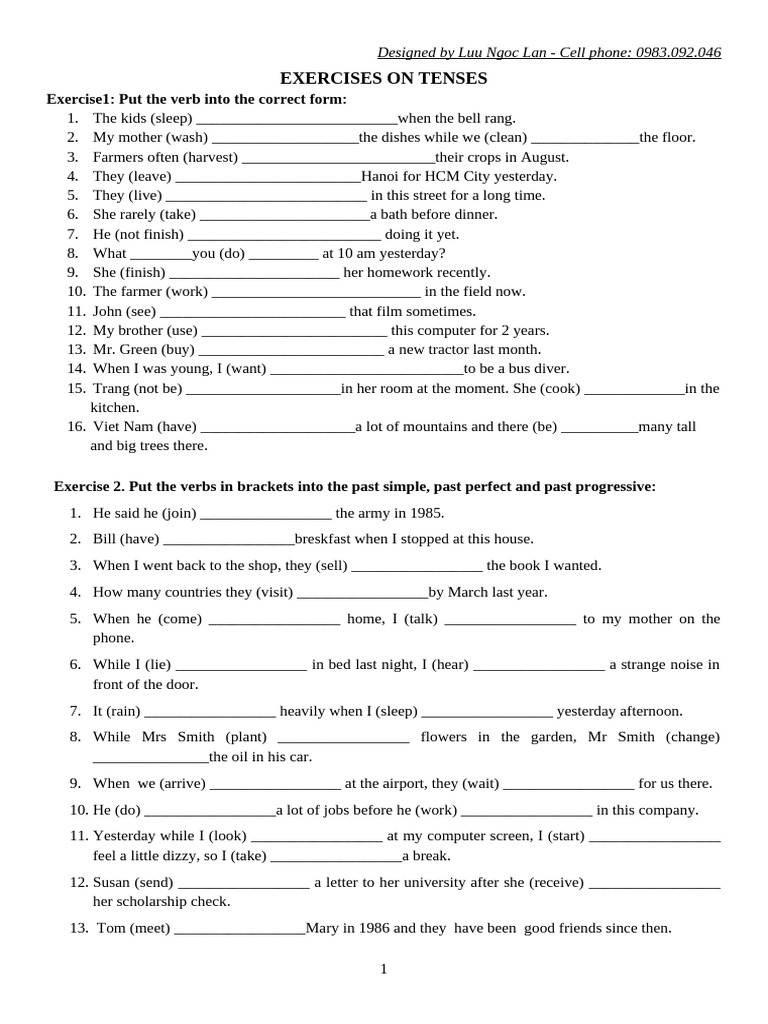 Tenses Exercises for English Learners | PDF