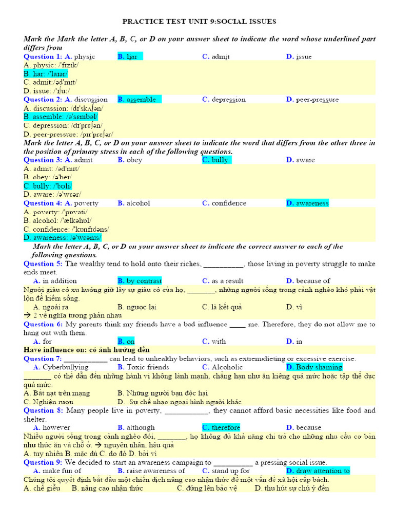 De 2 Practice Test Unit 9 Keydocx 1600 PDF - Gdrive.vip | PDF