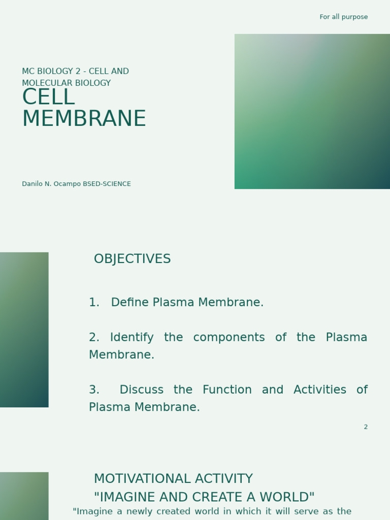Cell Membrane: MC Biology 2 - Cell and Molecular Biology | PDF | Cell ...