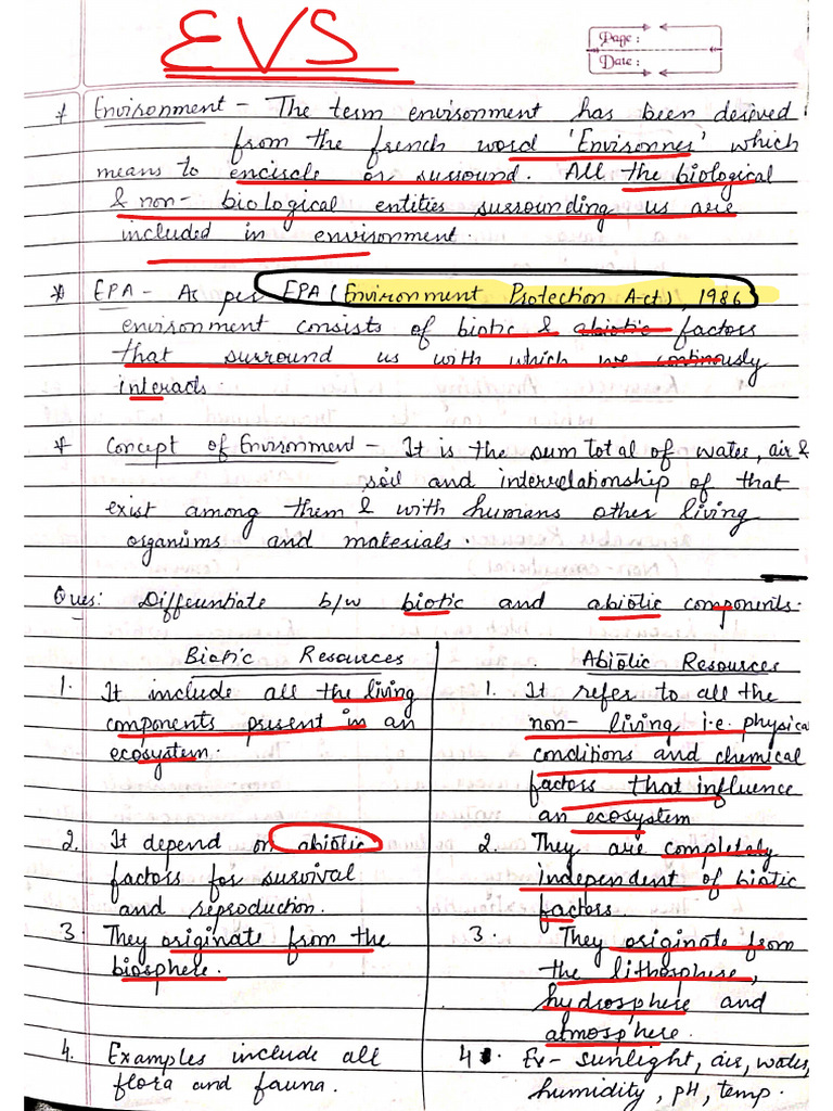 DU EVS AEC Semester 1 Notes @DU Colleges | PDF