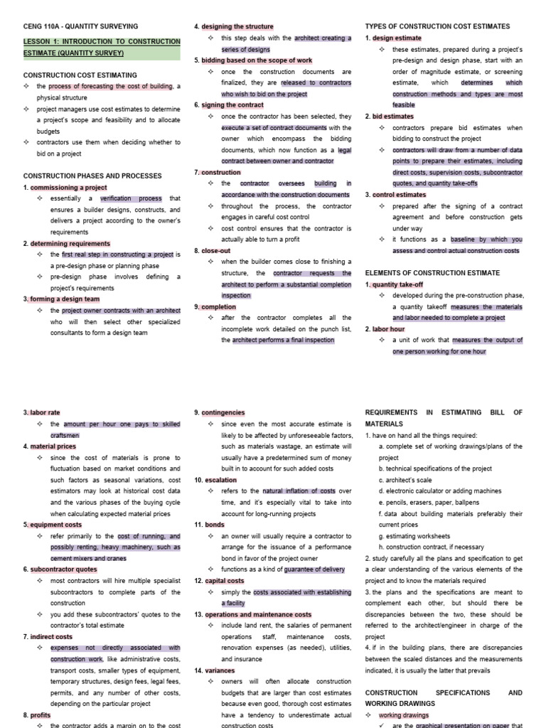 Construction Cost Estimating Guide | PDF | Insurance | Specification ...