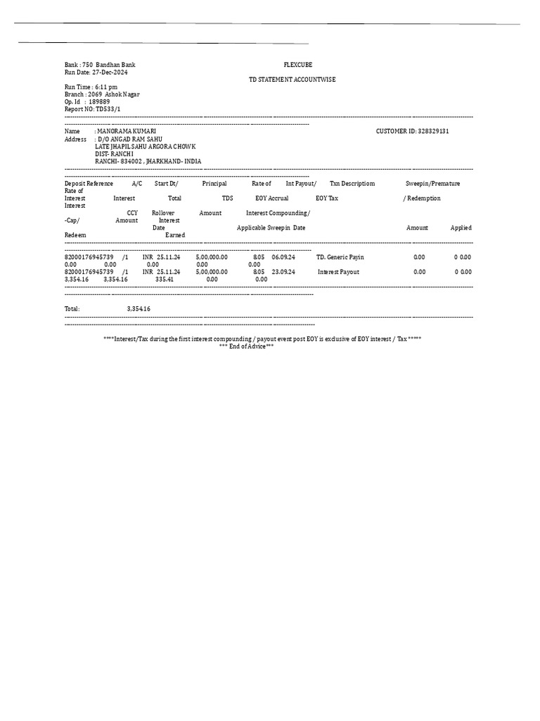 Fixed Deposit Summary | PDF