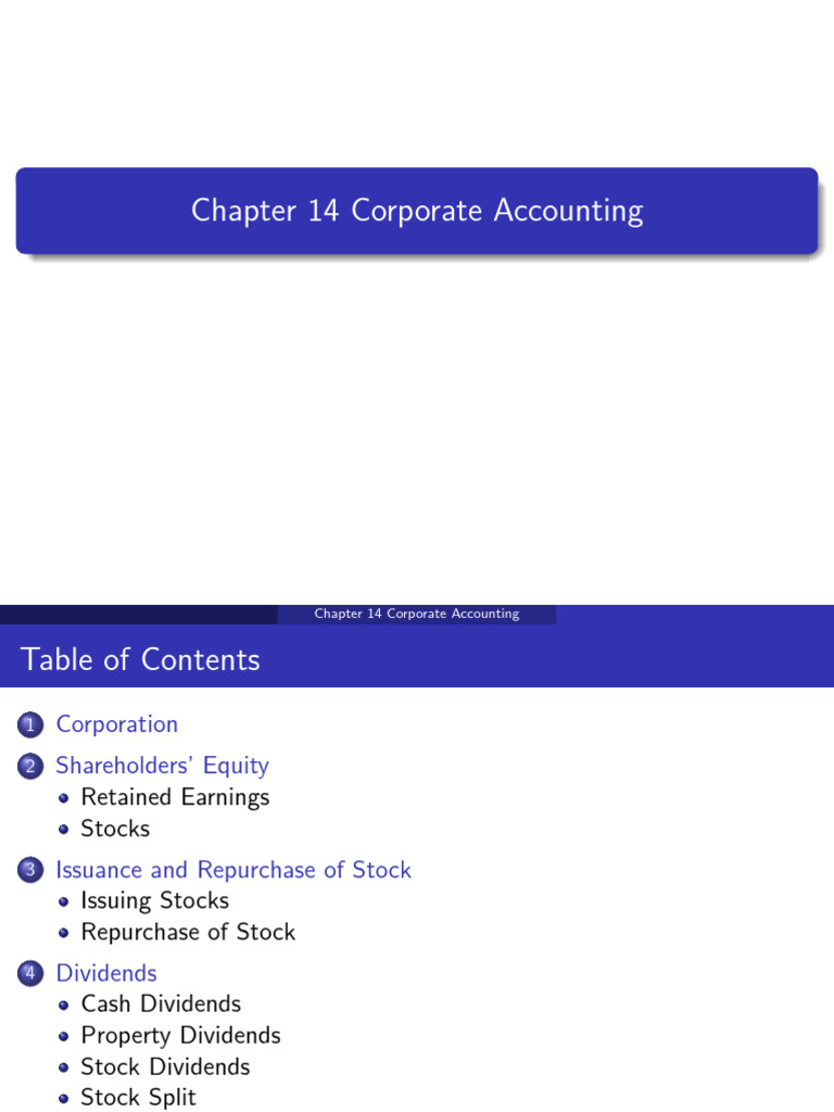 Chapter 14 Corporate Accounting Canvas | PDF | Dividend | Treasury Stock