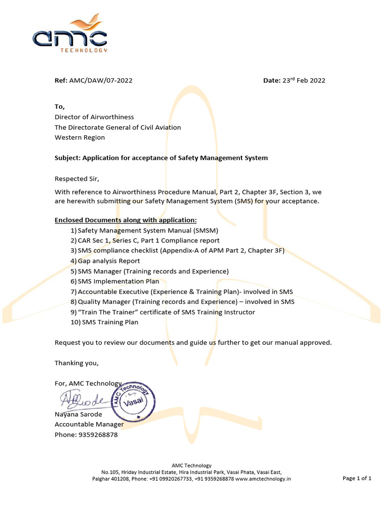Safety Management System Manual Submission | PDF | Safety | Risk