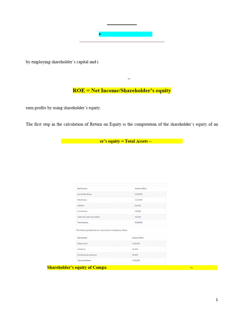 Understanding Return on Equity (ROE) | PDF | Basel Iii | Capital ...