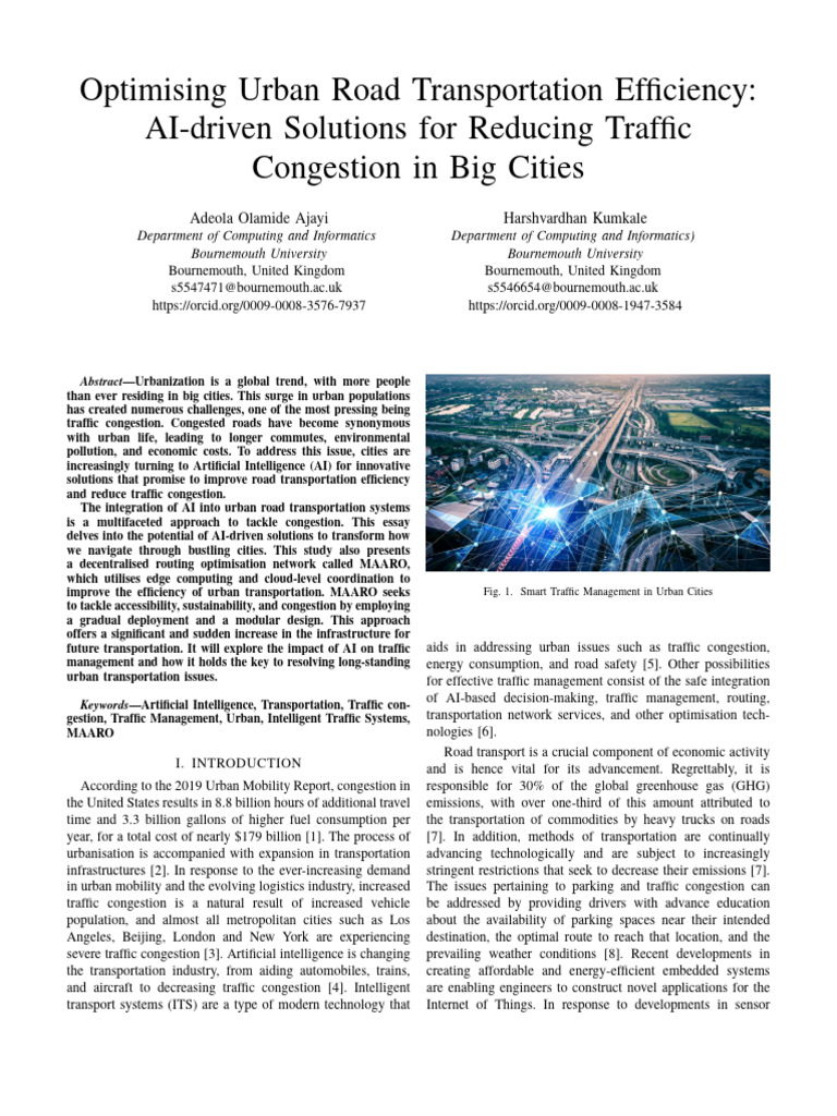 Opti Mising Urban Road Transportation Efficiency | PDF | Traffic | Security