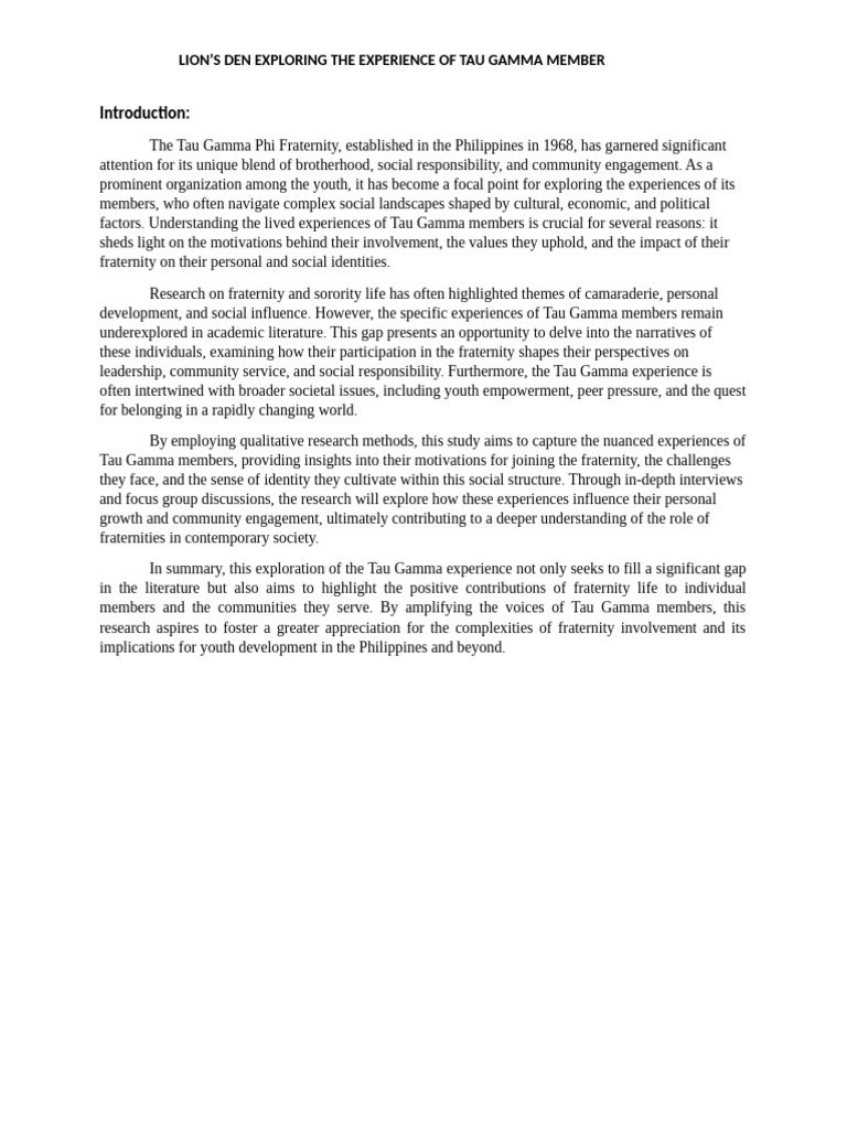 Tau Gamma Phi: Values and Experiences | PDF