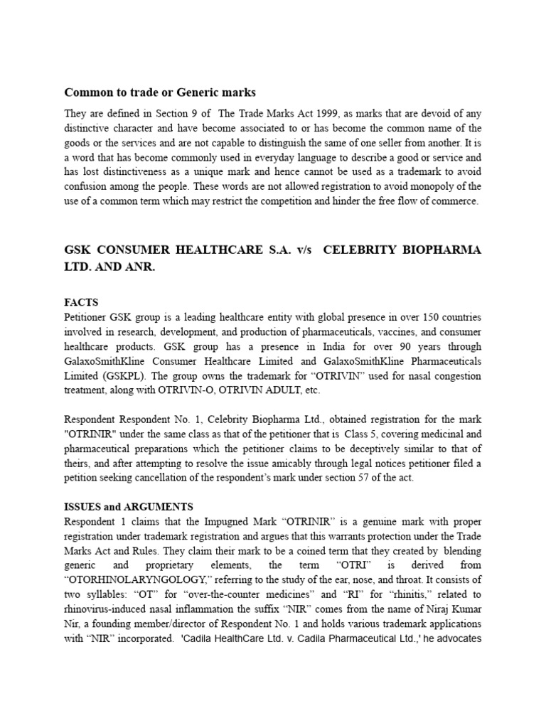 Picture of OTRINIR Trademark Dispute Analysis | PDF | Trademark | Linguistics