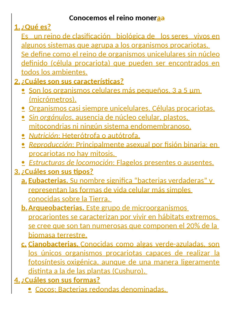 Conocemos El Reino Monera | PDF | Las bacterias | Procariota