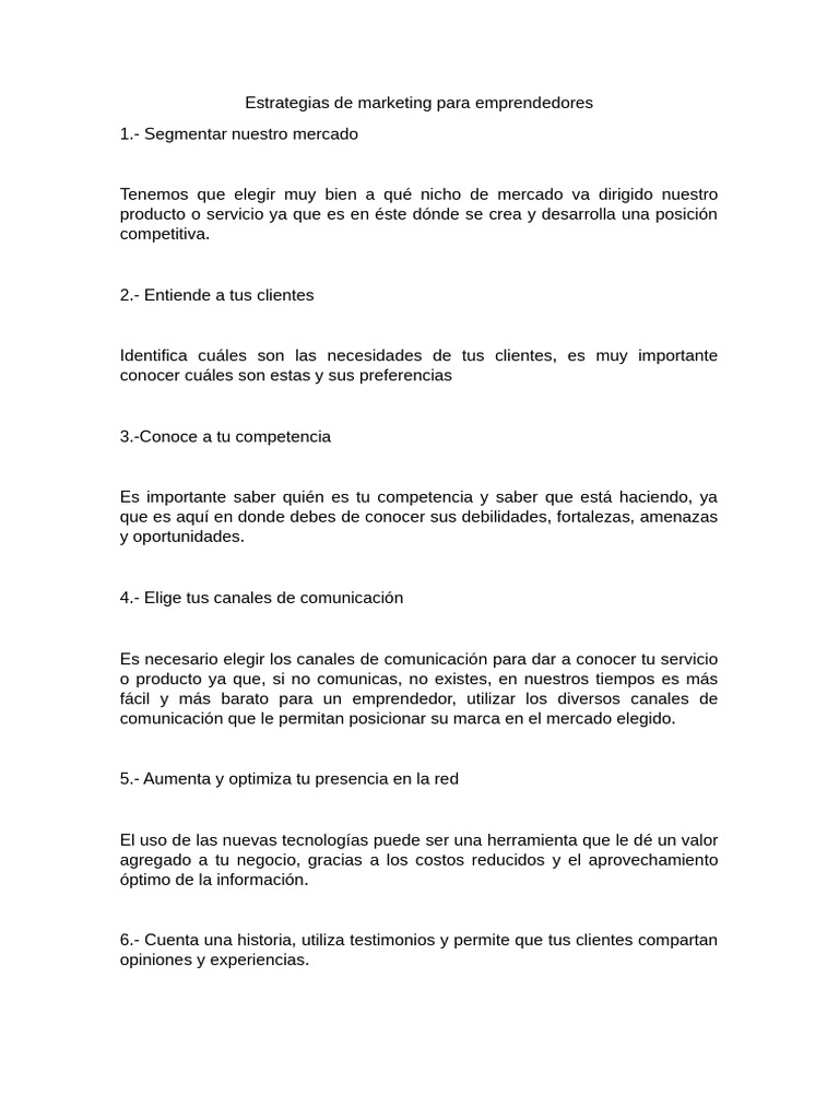 Marketing para Emprendedores | PDF | Marketing | Iniciativa empresarial