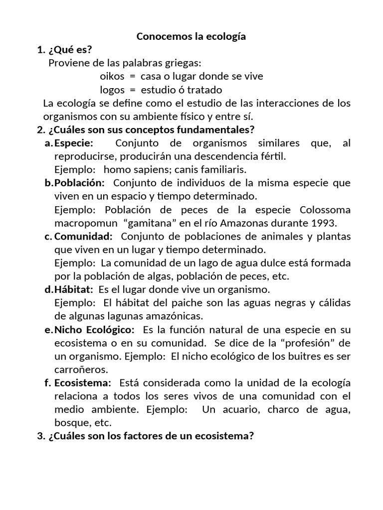 Introducción a la Ecología y sus Conceptos | PDF | Ecología | Ecosistema
