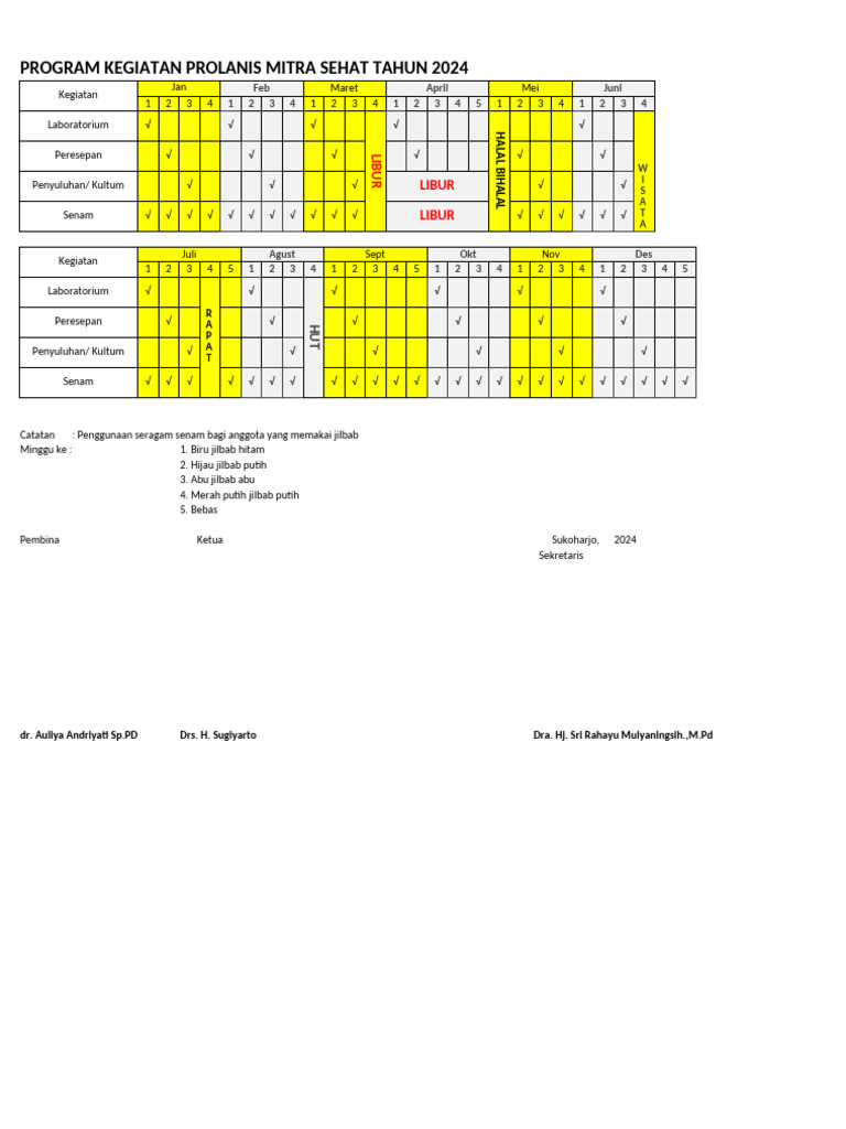 Program Kerja - Kalender Prolanis | PDF
