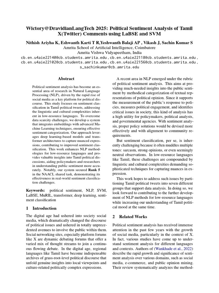 Tamil Political Sentiment Analysis 2025 | PDF | Support Vector Machine ...