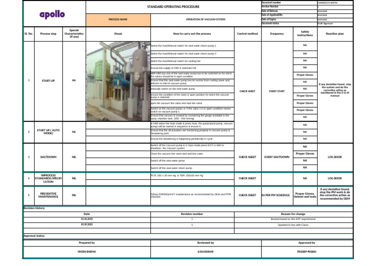 Vacuum System Operation SOP Guide | PDF | Pump | Vacuum