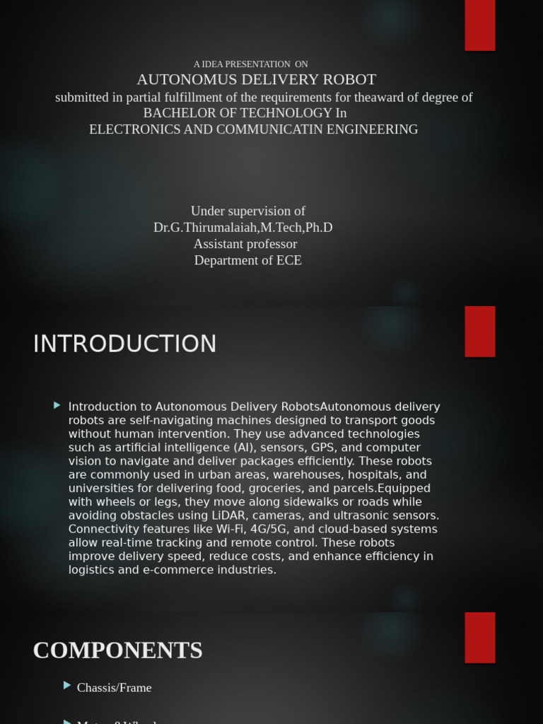 Autonomous Delivery Robot Overview | PDF