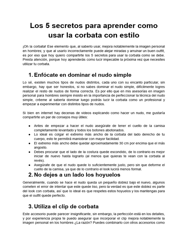 ¿Cómo Usar La Corbata | PDF | Corbata