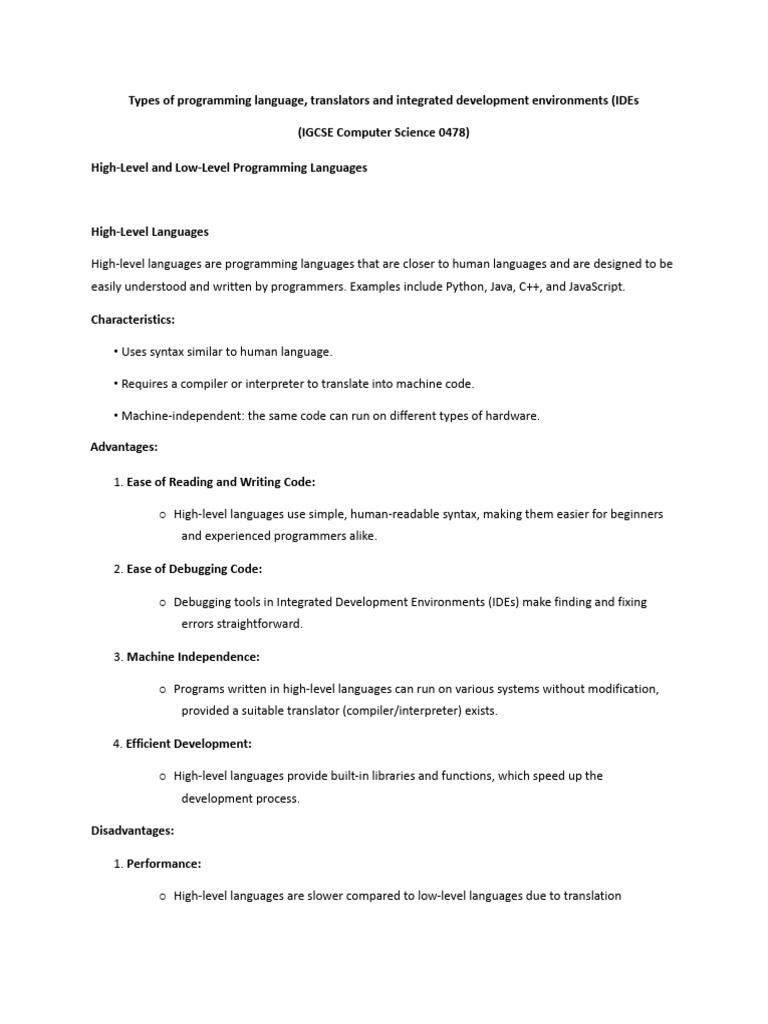 4.2 High and Low Level Languages IGCSE CS | PDF | Assembly Language ...