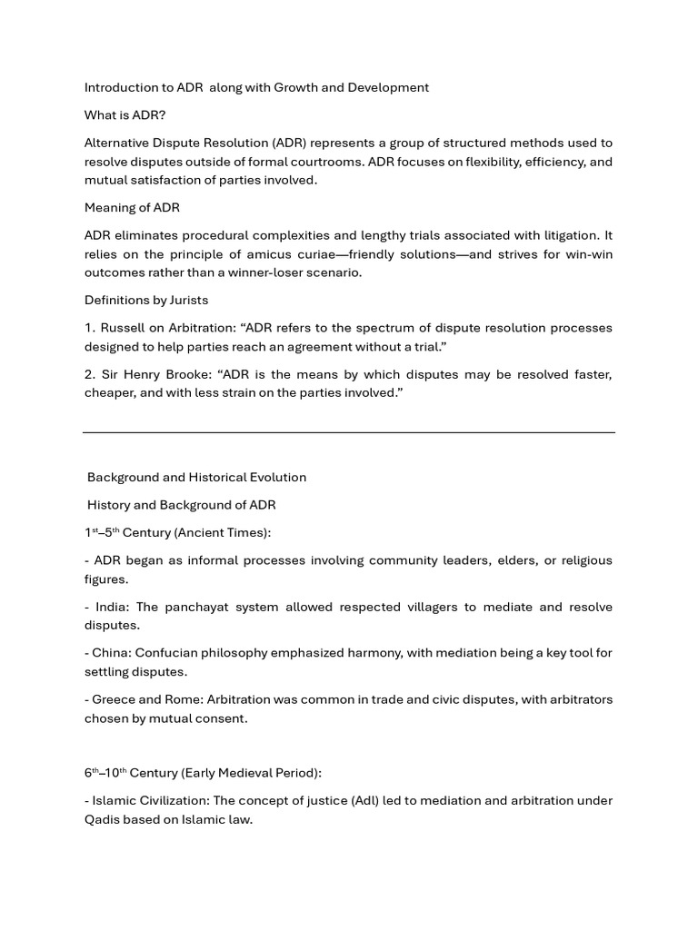 Evolution and Types of ADR | PDF | Alternative Dispute Resolution ...