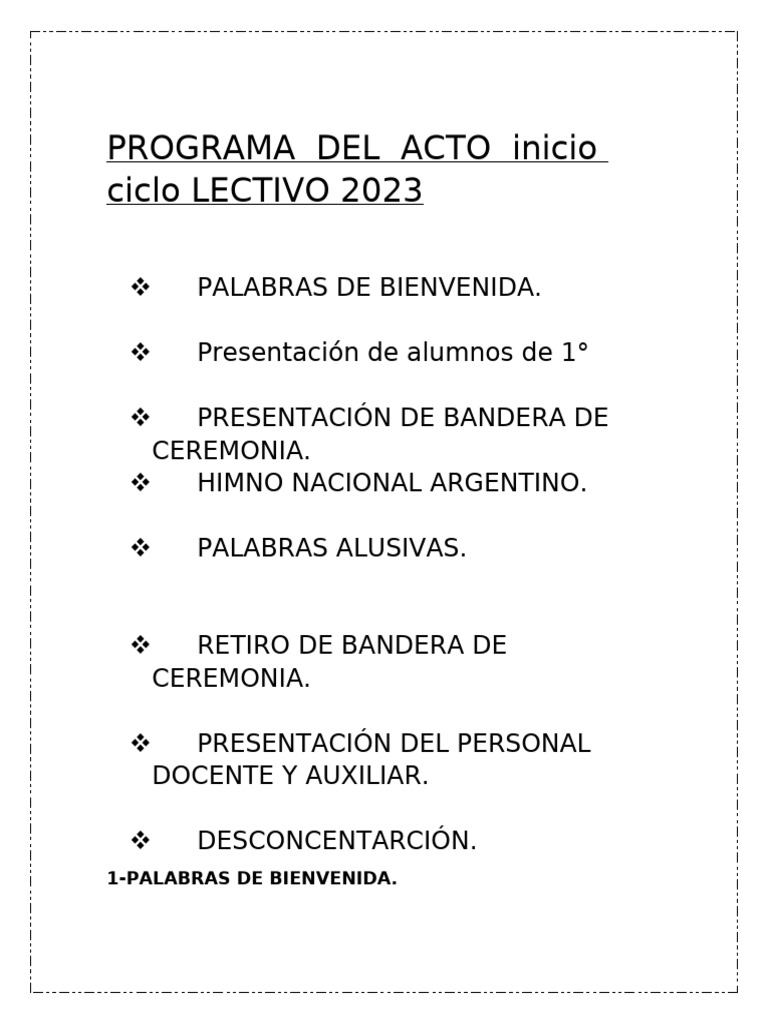 Acto Escolar Inicio de Clases | PDF | Escuelas