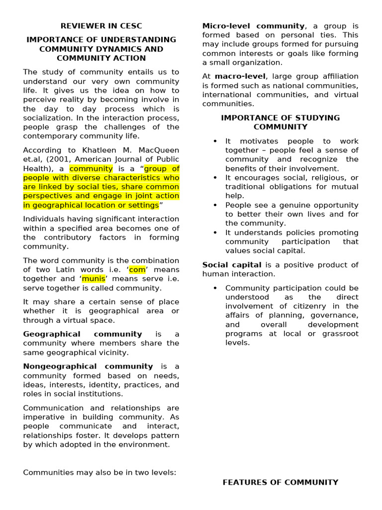 Understanding Community Dynamics and Action | PDF | Community | Social ...