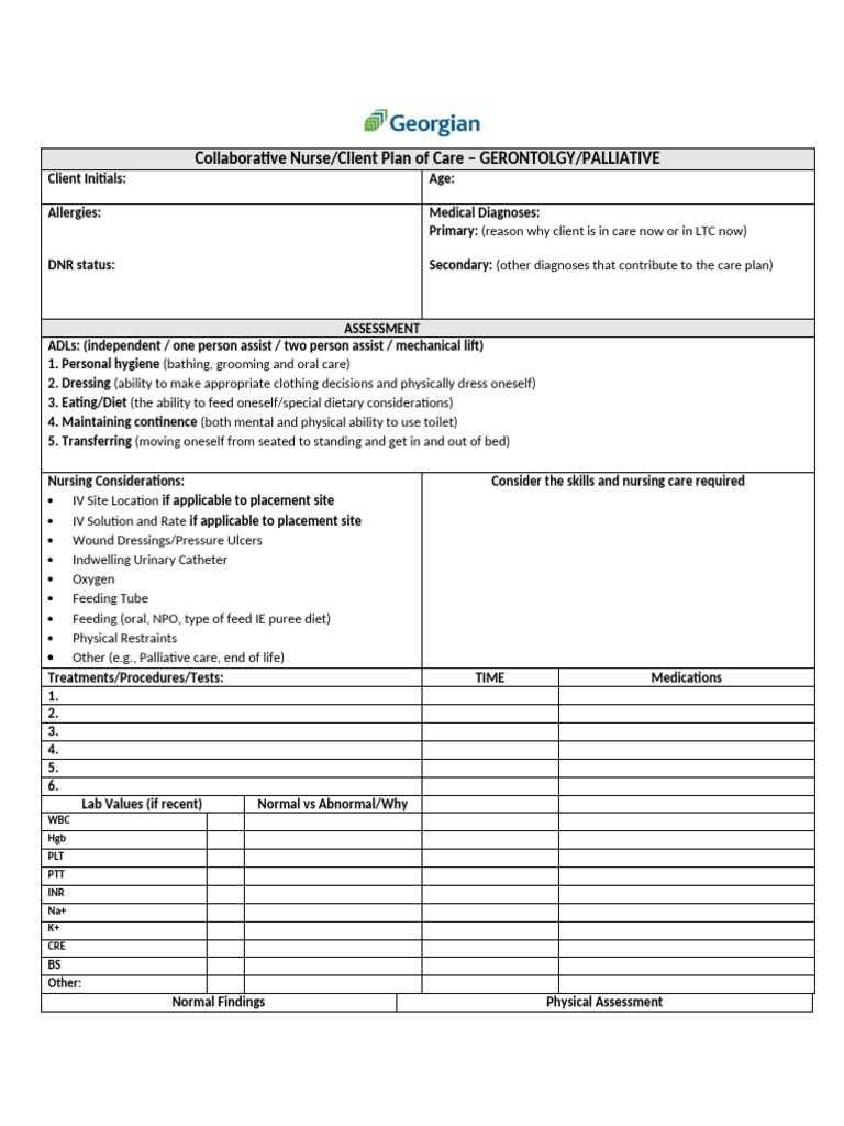 Palliative Care Plan Template | PDF | Edema | Palliative Care