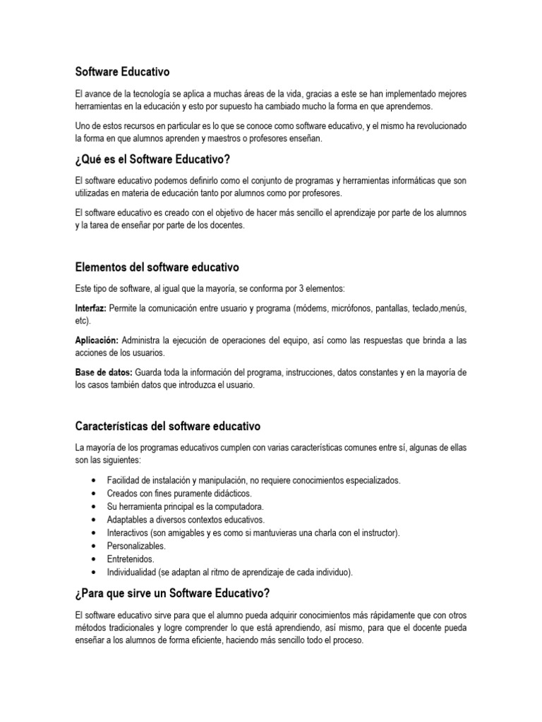 Guía Completa sobre Software Educativo | PDF | Software | Aprendizaje