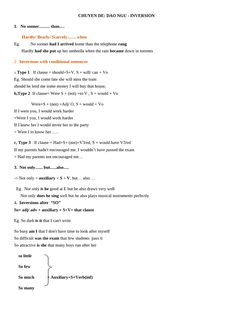 Inversion Structures in English Grammar | PDF | Grammar | Syntax