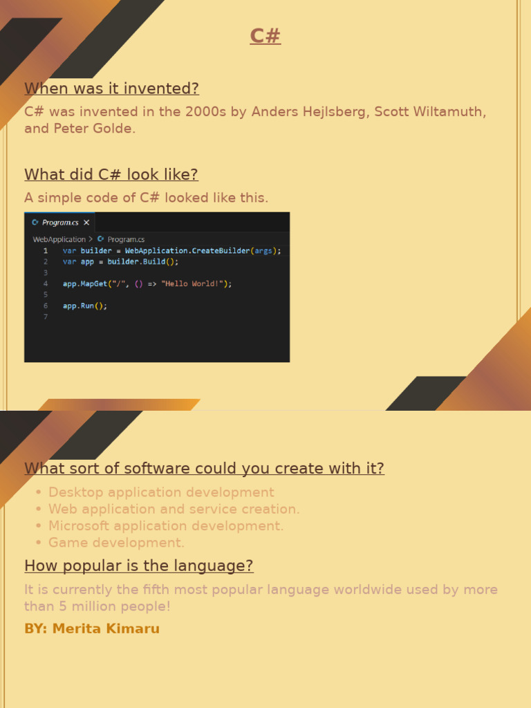 Overview of C# Language and Its Uses | PDF