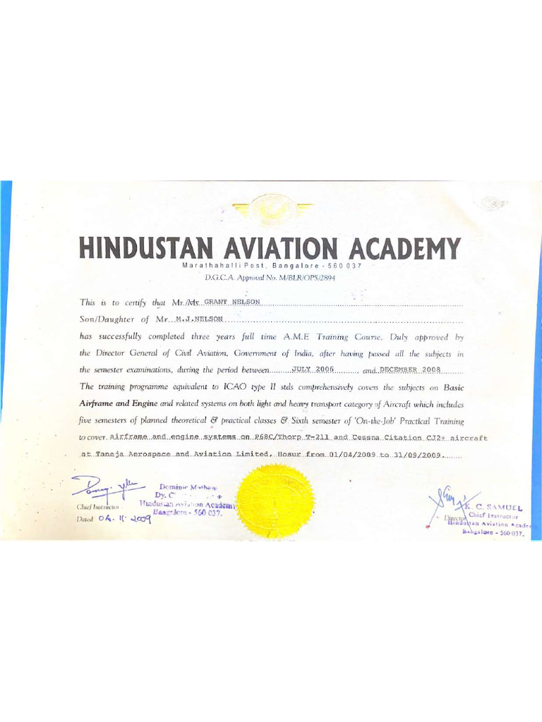 AERONAUTICAL CERTIFICATE PROGRAMS intelligence overview