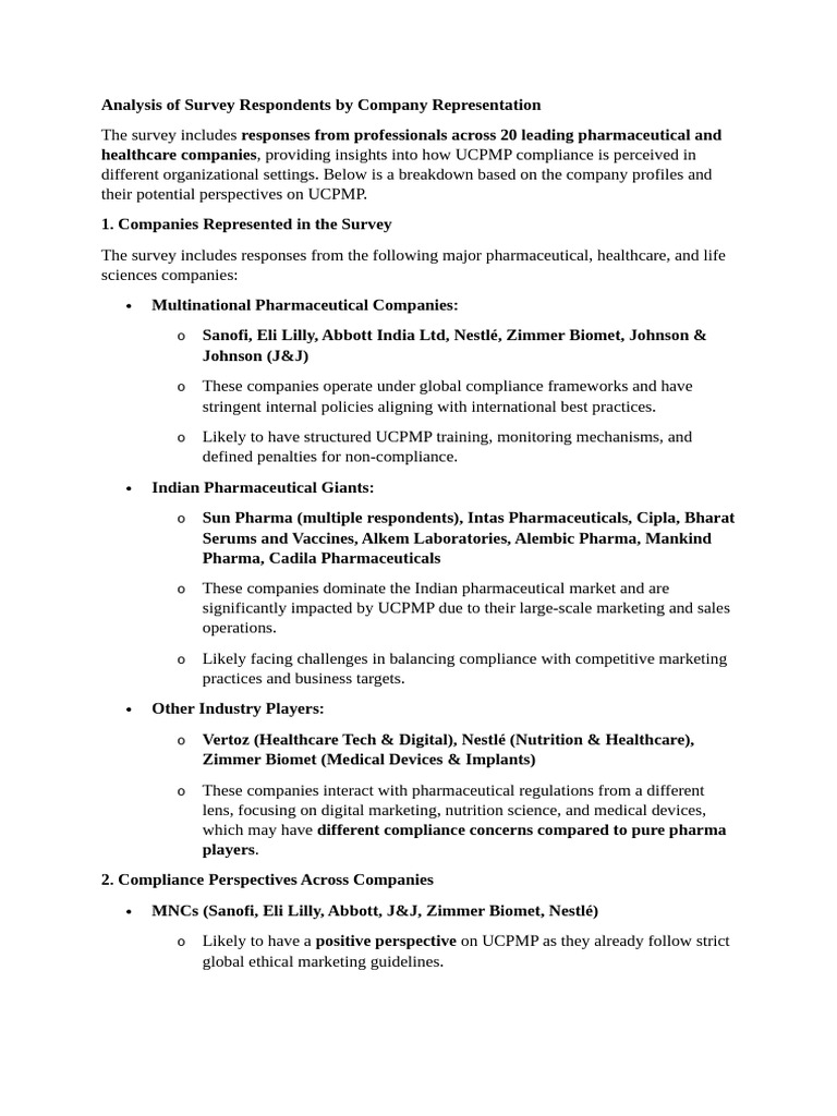 Analysis of Survey Respondents by Company Representation | PDF ...