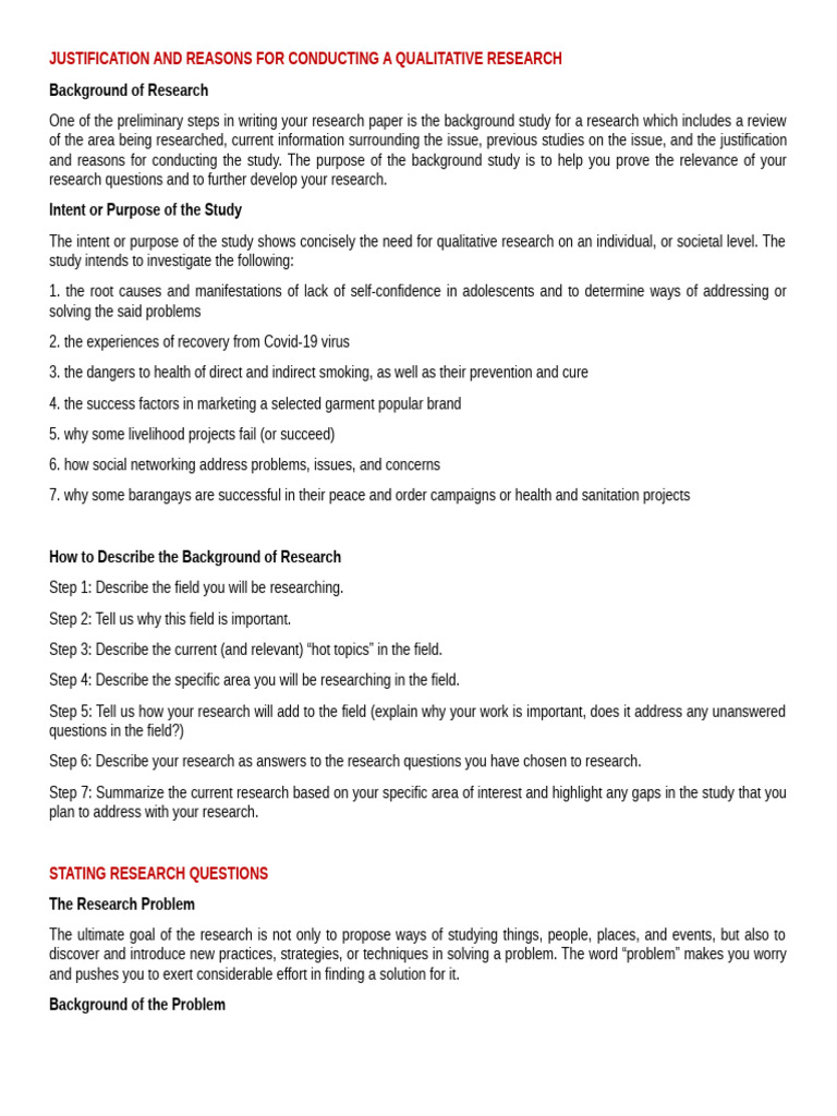 Qualitative Research Justification Guide | PDF | Sampling (Statistics ...
