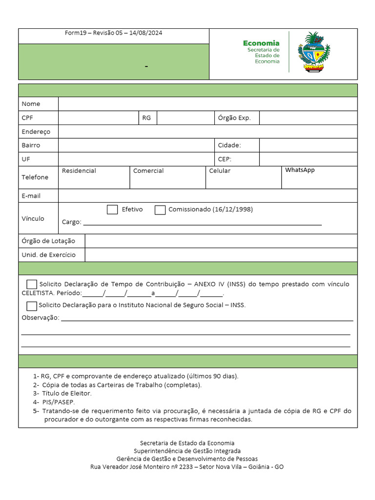 Requerimento de Declaração Previdenciária | PDF