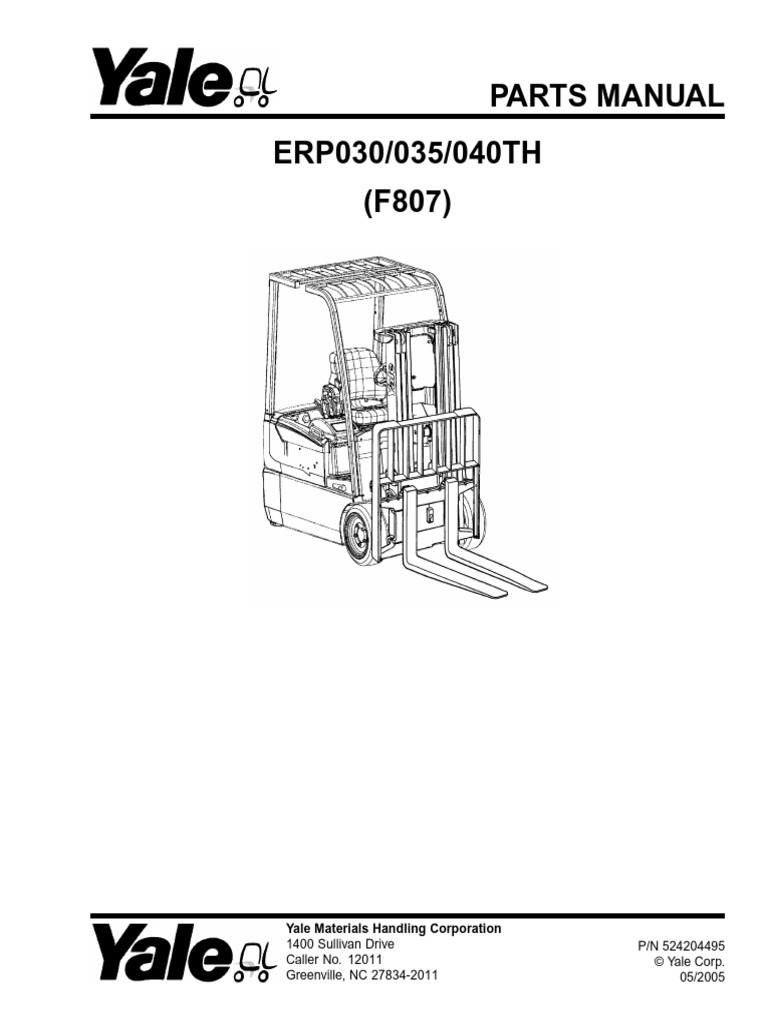 Yale ERP030/035/040TH Parts Manual | PDF | Elevator | Manual Transmission