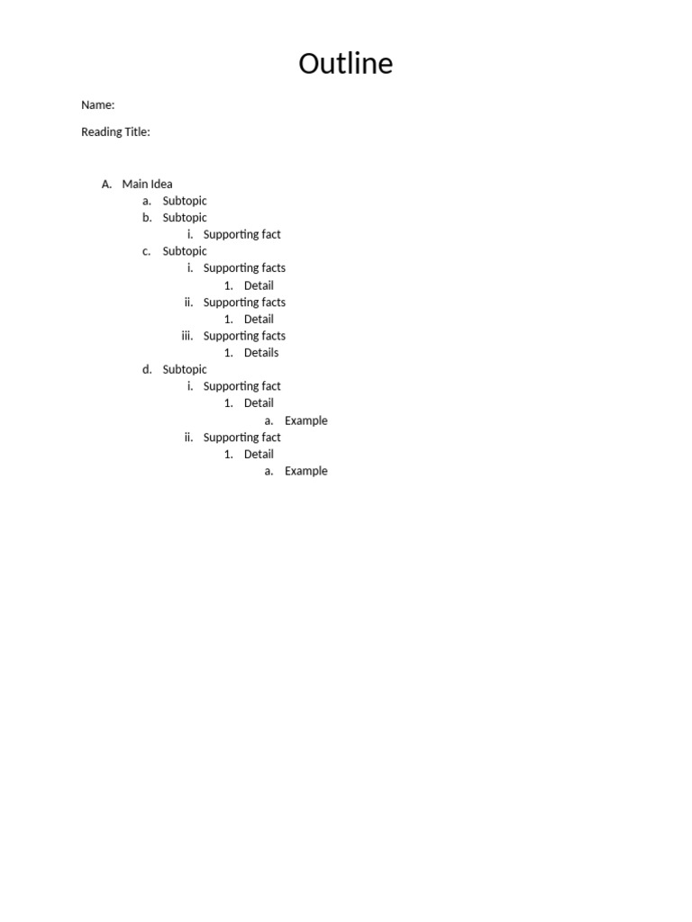 Outline Template Notetaking 3162677 | PDF