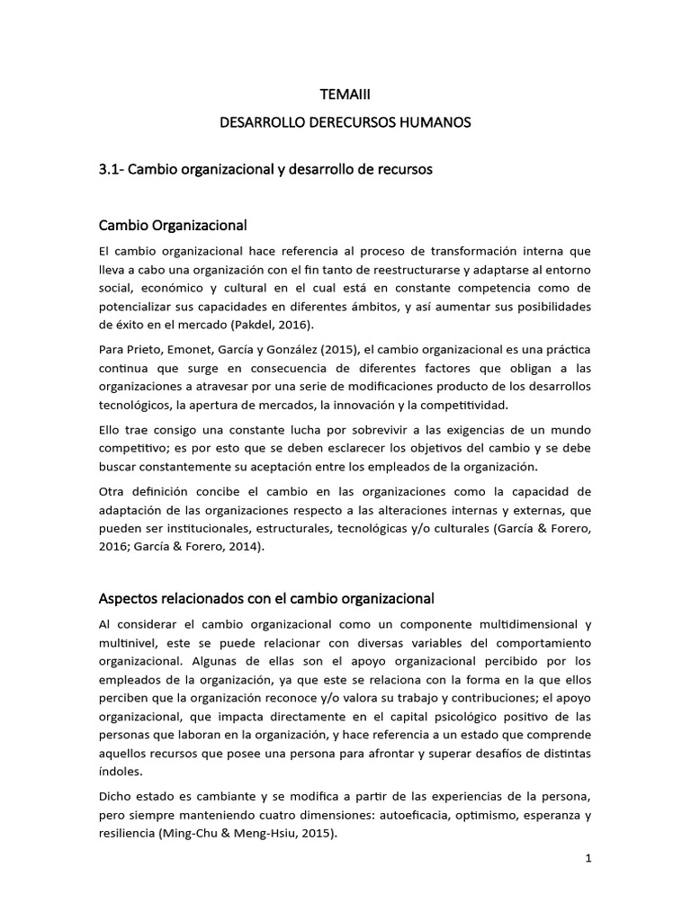 Cambio Organizacional y Desarrollo Humano | PDF | Gestión de recursos ...