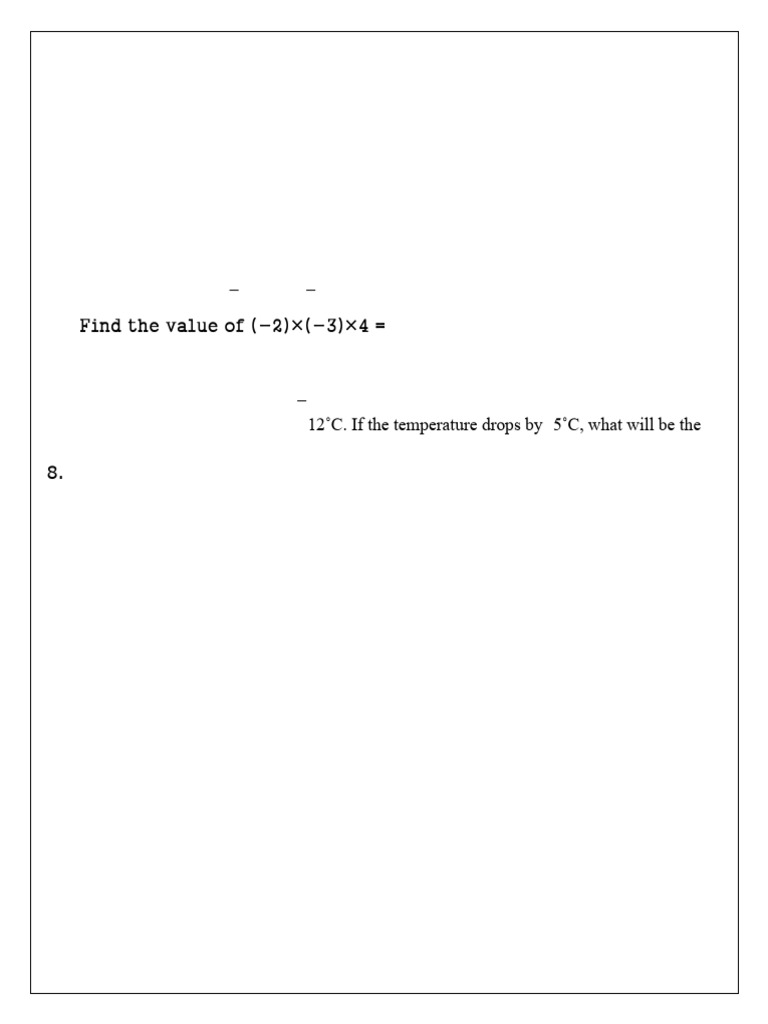 Grade 7 Math Practice Sheet: Integers & Data | PDF | Triangle | Area