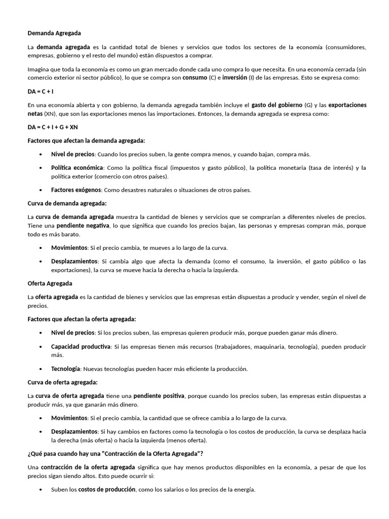 Demanda y Oferta Agregada Explicadas | PDF | Oferta (economía) | Precios