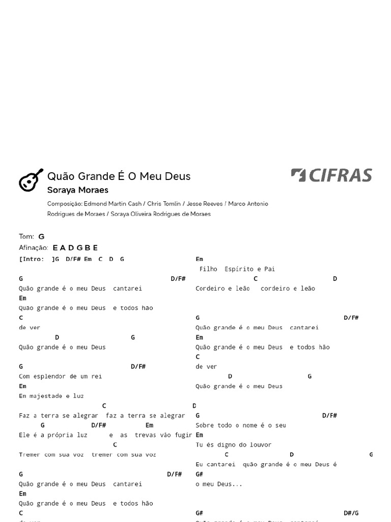 CIFRAS - Cifra - Soraya Moraes - Quao Grande e o Meu Deus | PDF