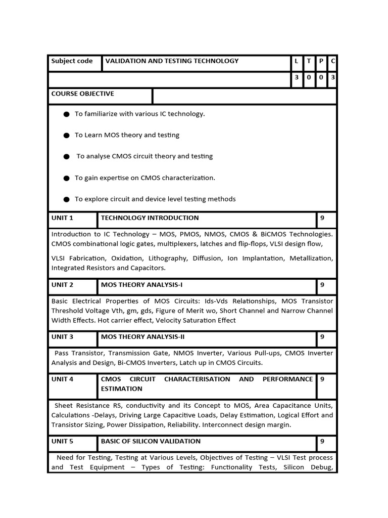 CMOS Validation and Testing Techniques | PDF | Cmos | Mosfet