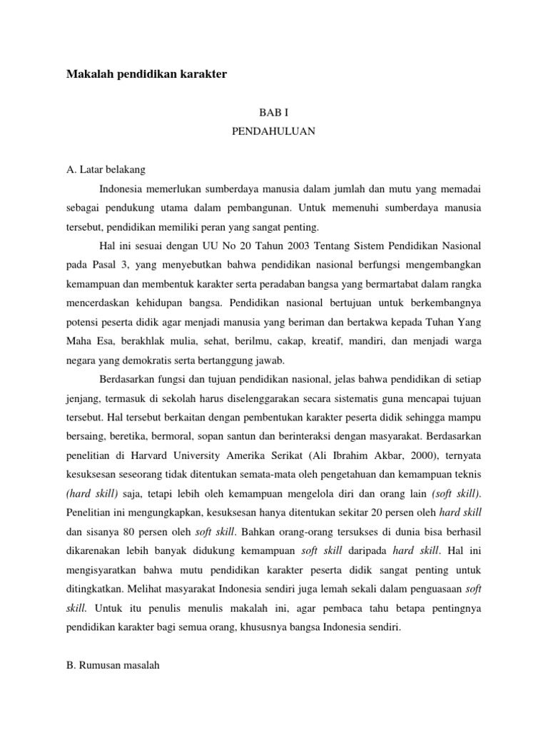 Makalah Pendidikan Karakter