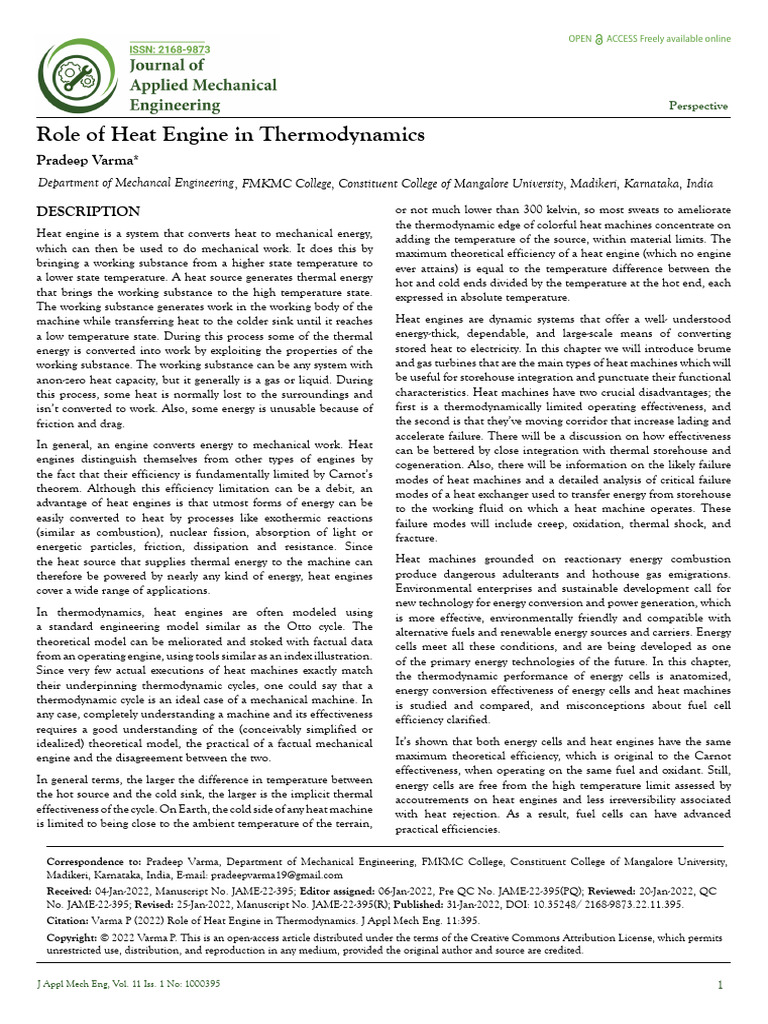 Role of Heat Engine in Thermodynamics | PDF | Heat | Temperature