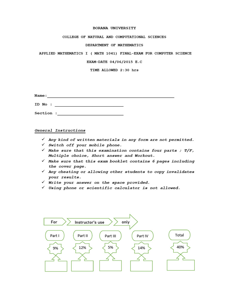 Math 1041 Final Exam Paper | PDF | Function (Mathematics) | Multiple Choice