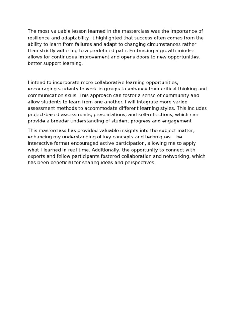 Masterclass Insights on Resilience & Learning PDF