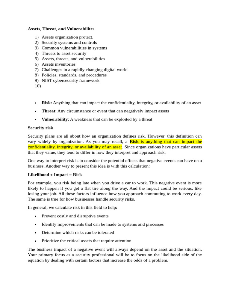 Understanding Assets and Security Risks | PDF | Cloud Computing ...