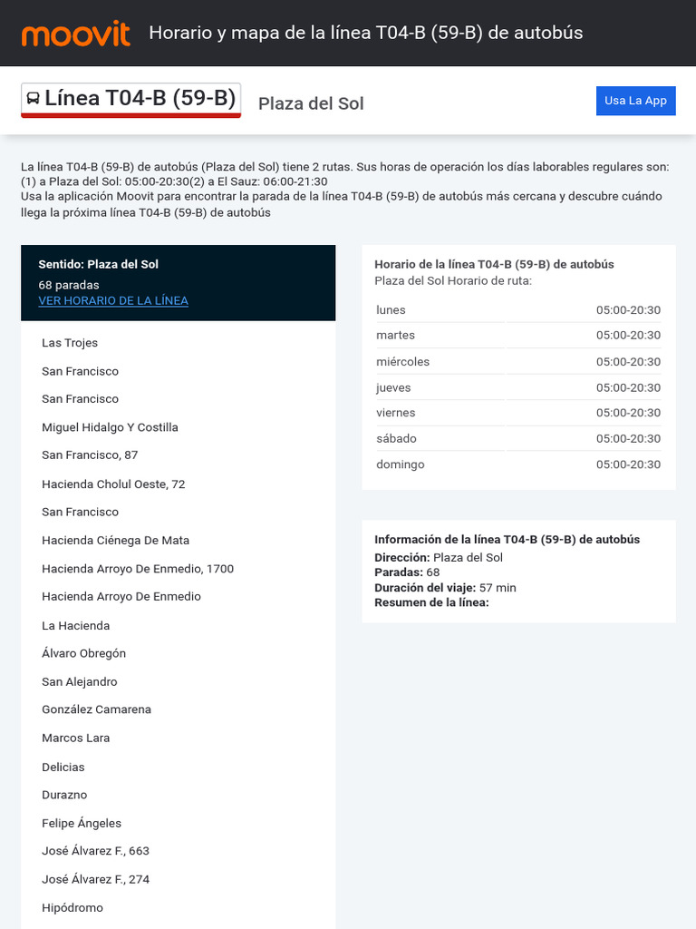 Horarios y Ruta T04-B (59-B) Guadalajara | PDF | Transporte ...