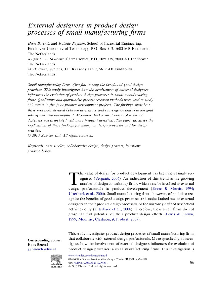 External Designers in Small Firms' Design | PDF | Prototype | Sequence