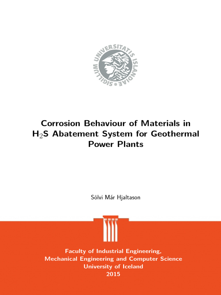 Corrosion Behaviour of Materials in H2S Abtment System For Geothermal ...